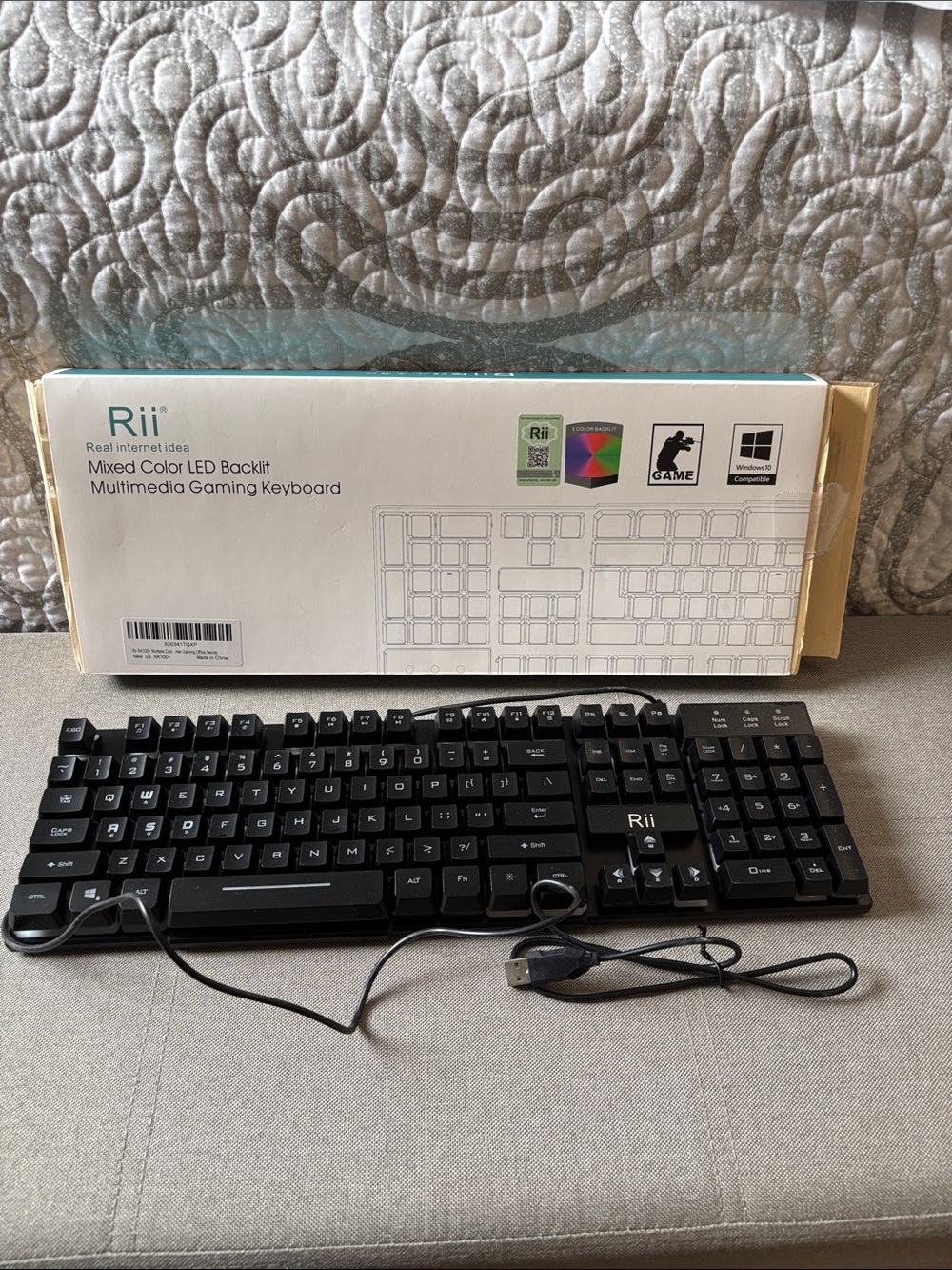 Black Wired Gaming Keyboard with Mixed LED Backlight